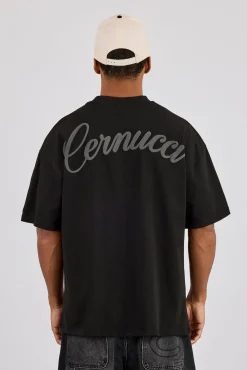 Oversized Contrast Logo T-Shirt - Black