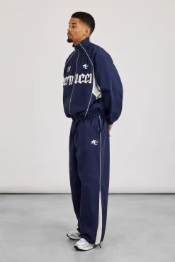 Oversized Nylon Panelled Jogger - Navy