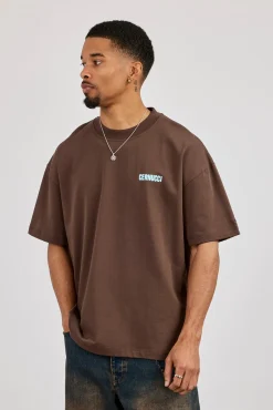 Oversized Rio Diamond Graphic T-Shirt - Brown