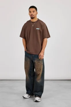Oversized Rio Diamond Graphic T-Shirt - Brown