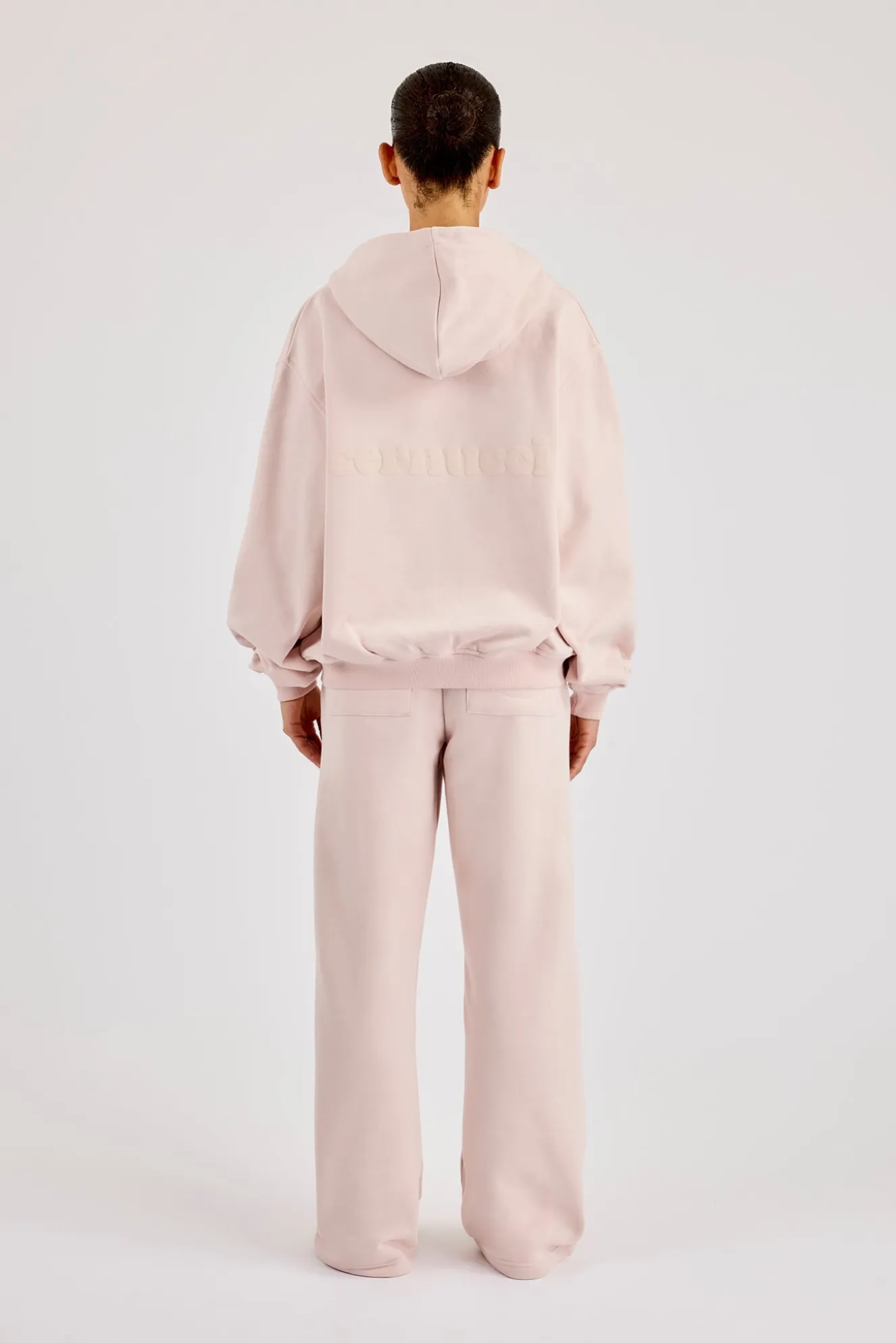 Oversized Zip Through Hoodie & Wide Leg Jogger- Dusty Pink