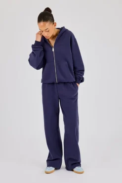 Oversized Zip Through Hoodie & Jogger - Navy