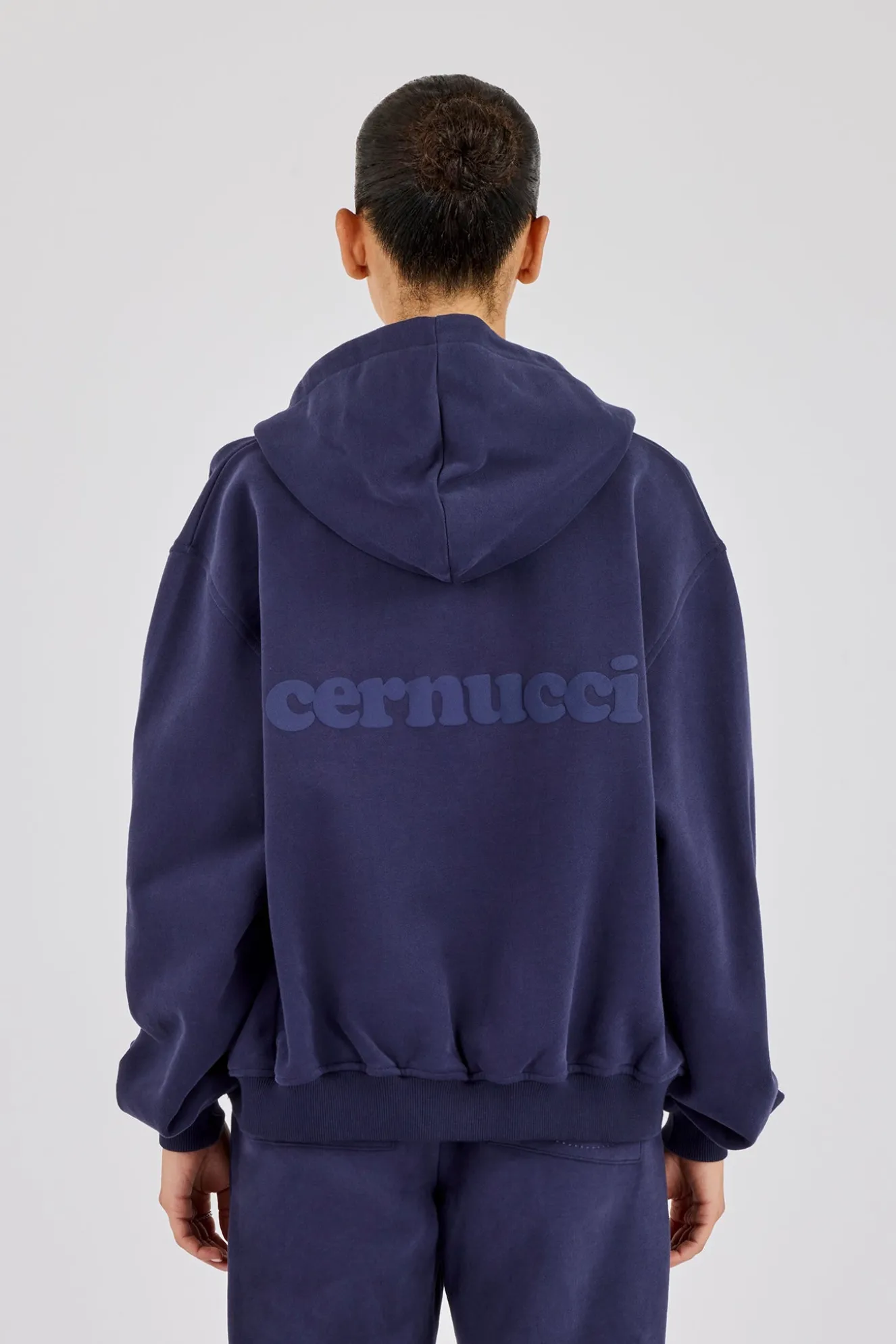 Oversized Zip Through Hoodie - Navy