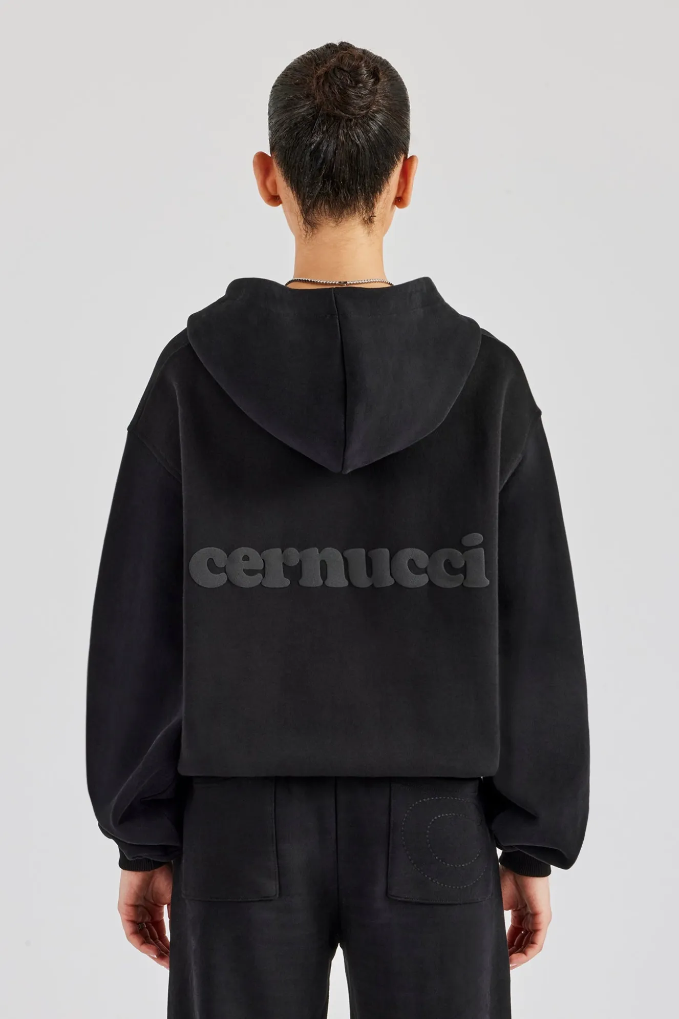 Oversized Zip Through Hoodie - Black