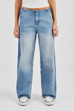 Panelled Baggy Jean - Washed Blue