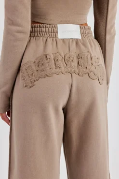 Paraiso Applique Wide Leg Jogger - Taupe