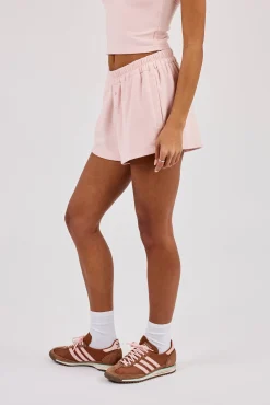 Peached Soft Touch Button Front Short - Baby Pink