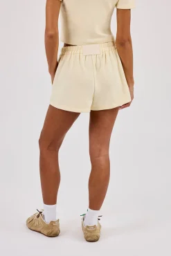 Peached Soft Touch Button Front Short - Butter Yellow