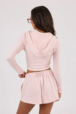 Peached Soft Touch Fitted Zip Hoodie - Baby Pink