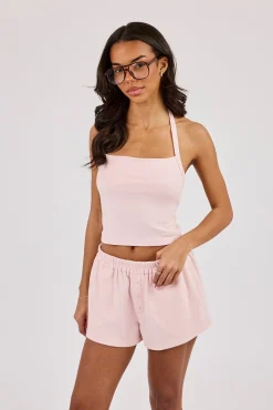 Peached Soft Touch Halterneck Top - Baby Pink