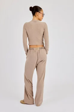 Peached Soft Touch Long Sleeve Top - Taupe