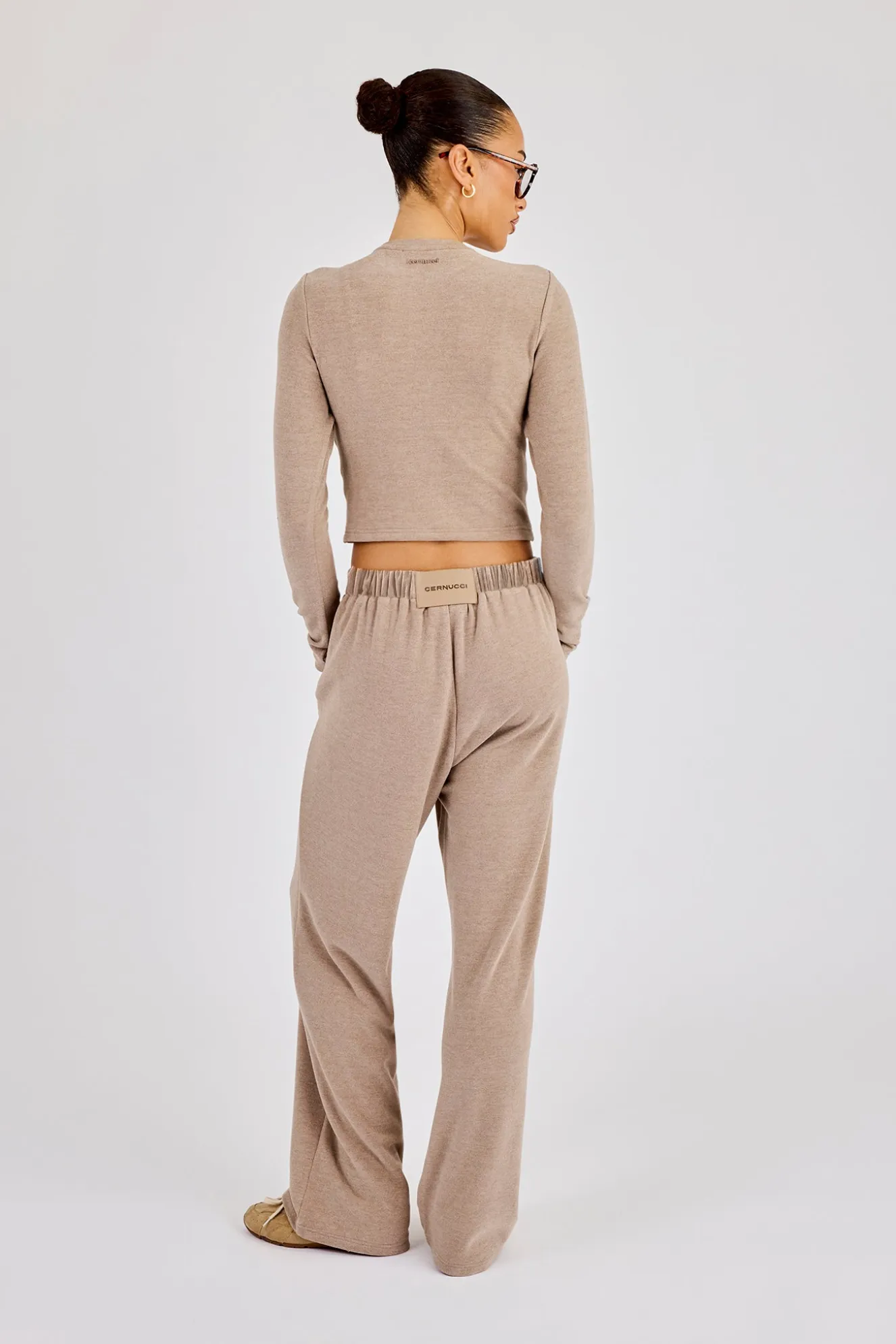 Peached Soft Touch Long Sleeve Top - Taupe