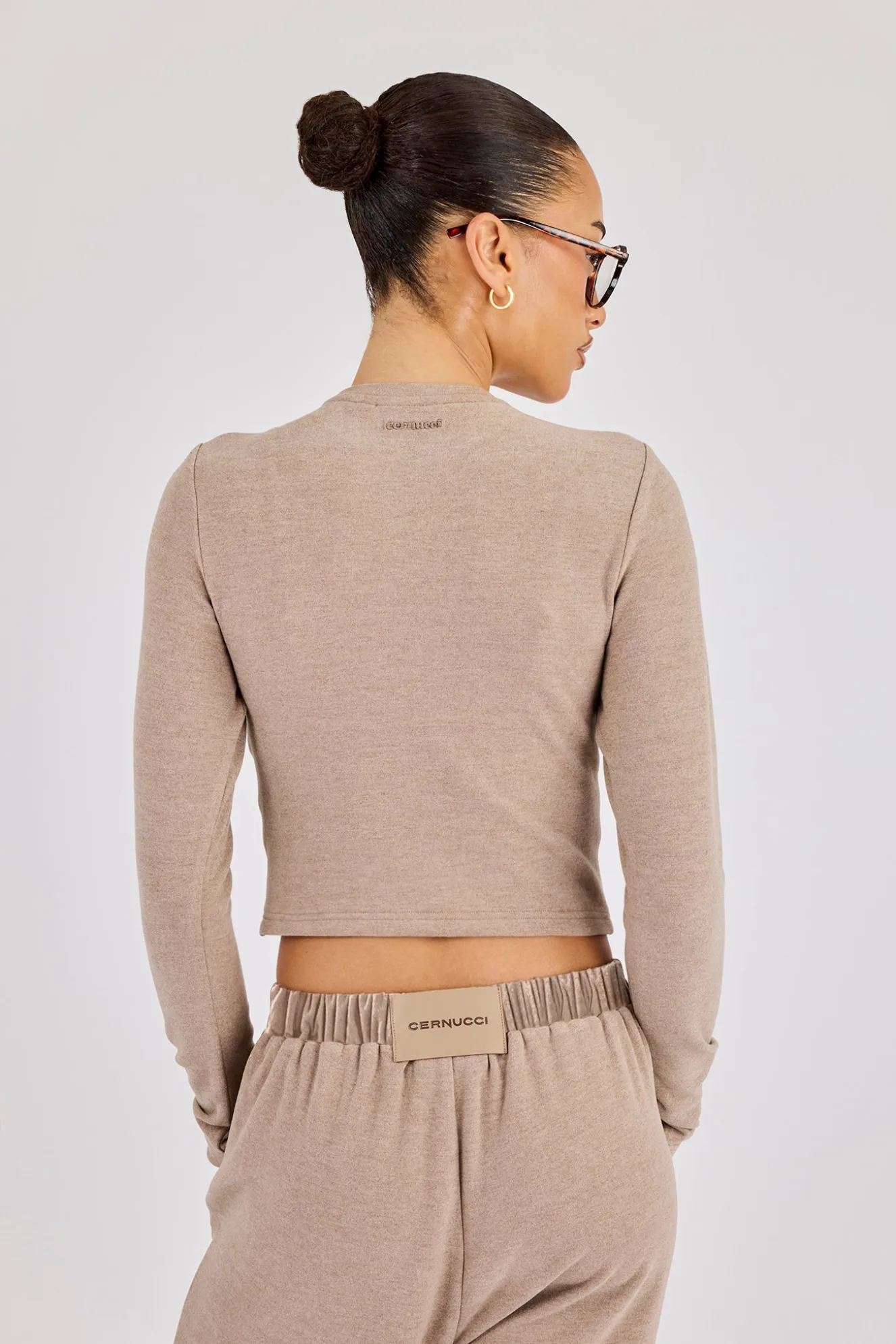 Peached Soft Touch Long Sleeve Top - Taupe