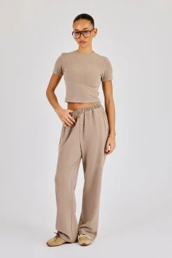 Peached Soft Touch Short Sleeve Top - Taupe