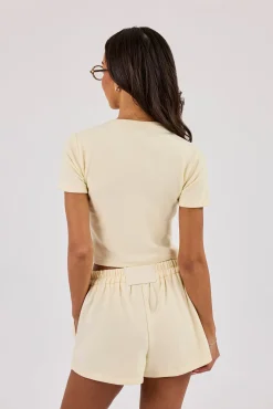 Peached Soft Touch Short Sleeve Top - Butter Yellow
