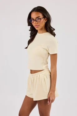 Peached Soft Touch Short Sleeve Top - Butter Yellow
