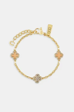 Pink Agate & Iced Motif Rolo Bracelet - 10mm