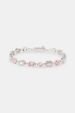 Pink & Clear Multi Gemstone Bracelet - 6mm