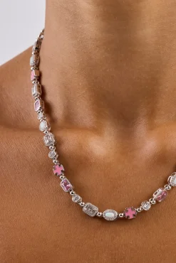 Pink & Clear Multi Gemstone Chain - 6mm