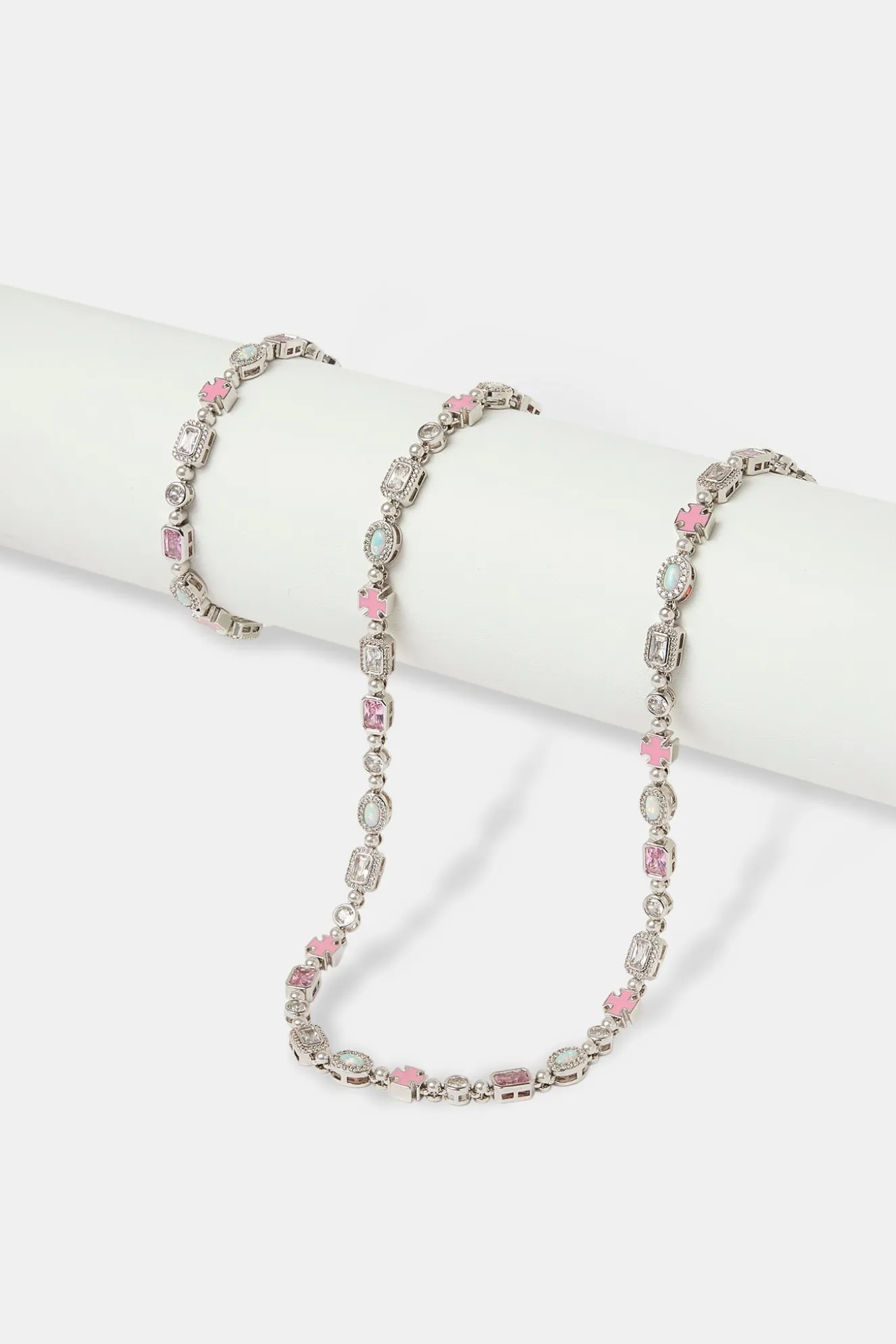 Pink & Clear Multi Gemstone Chain & Bracelet - 6mm