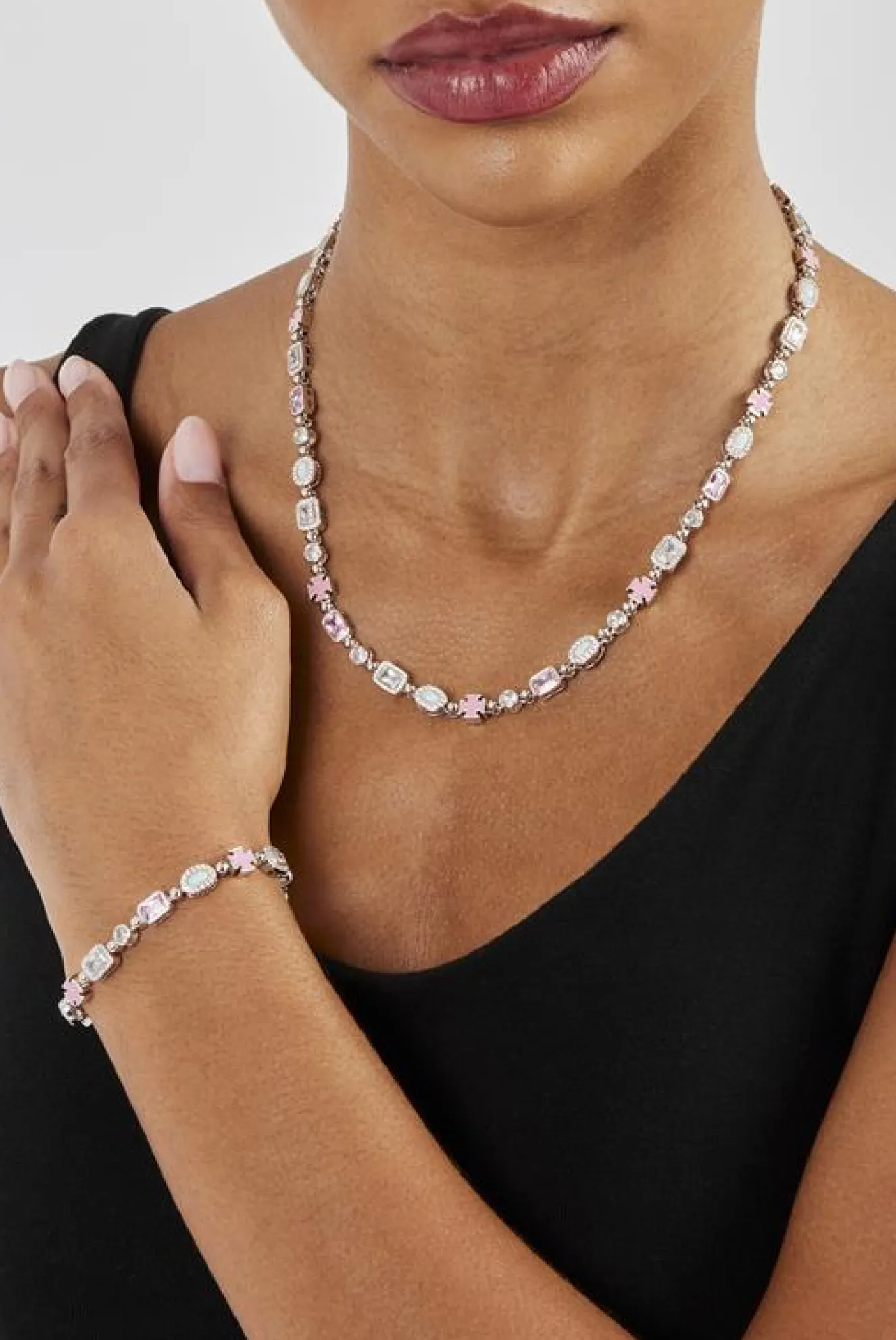 Pink & Clear Multi Gemstone Chain & Bracelet - 6mm