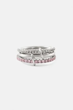 Pink & Clear Polished & Iced Mix Ring - 8mm