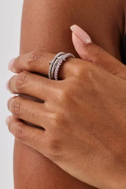 Pink & Clear Polished & Iced Mix Ring - 8mm