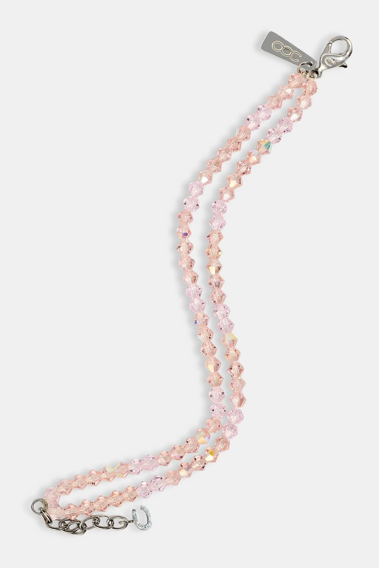Pink Double Layer Glass Bead Bracelet - 4mm - White