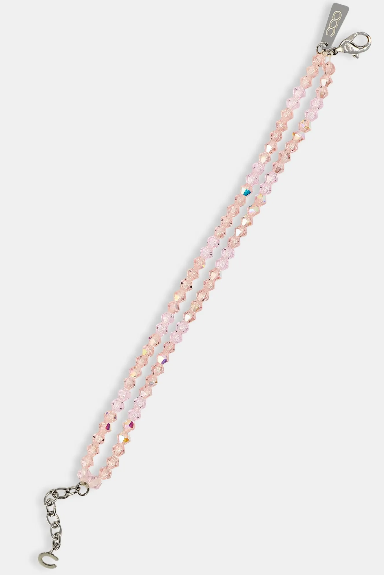 Pink Double Layer Glass Bead Bracelet - 4mm - White