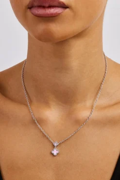 Pink Double Motif Necklace - 10mm - White