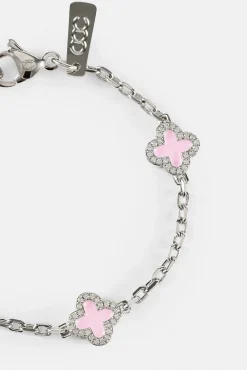 Pink Enamel Motif Rolo Link Bracelet - 10mm