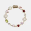 Pink Heart Multi Gem Chain & Bracelet - Gold - 10mm
