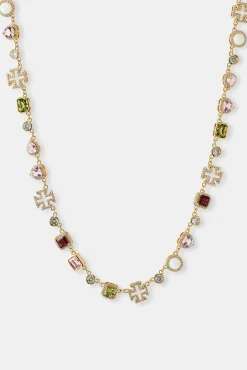 Pink Heart Multi Gem Chain - Gold - 10mm