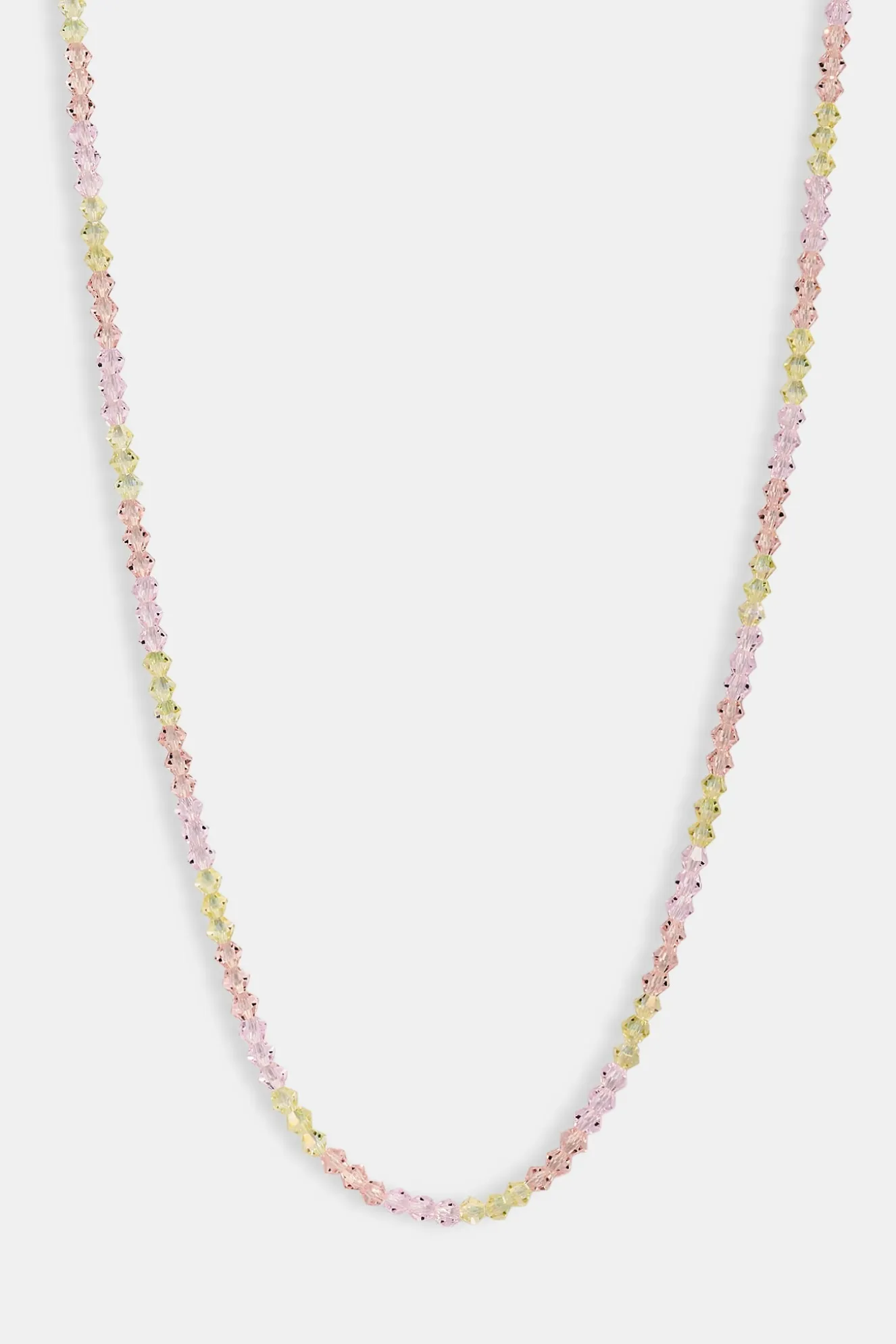Pink & Lemon Glass Bead Necklace - 4mm - White