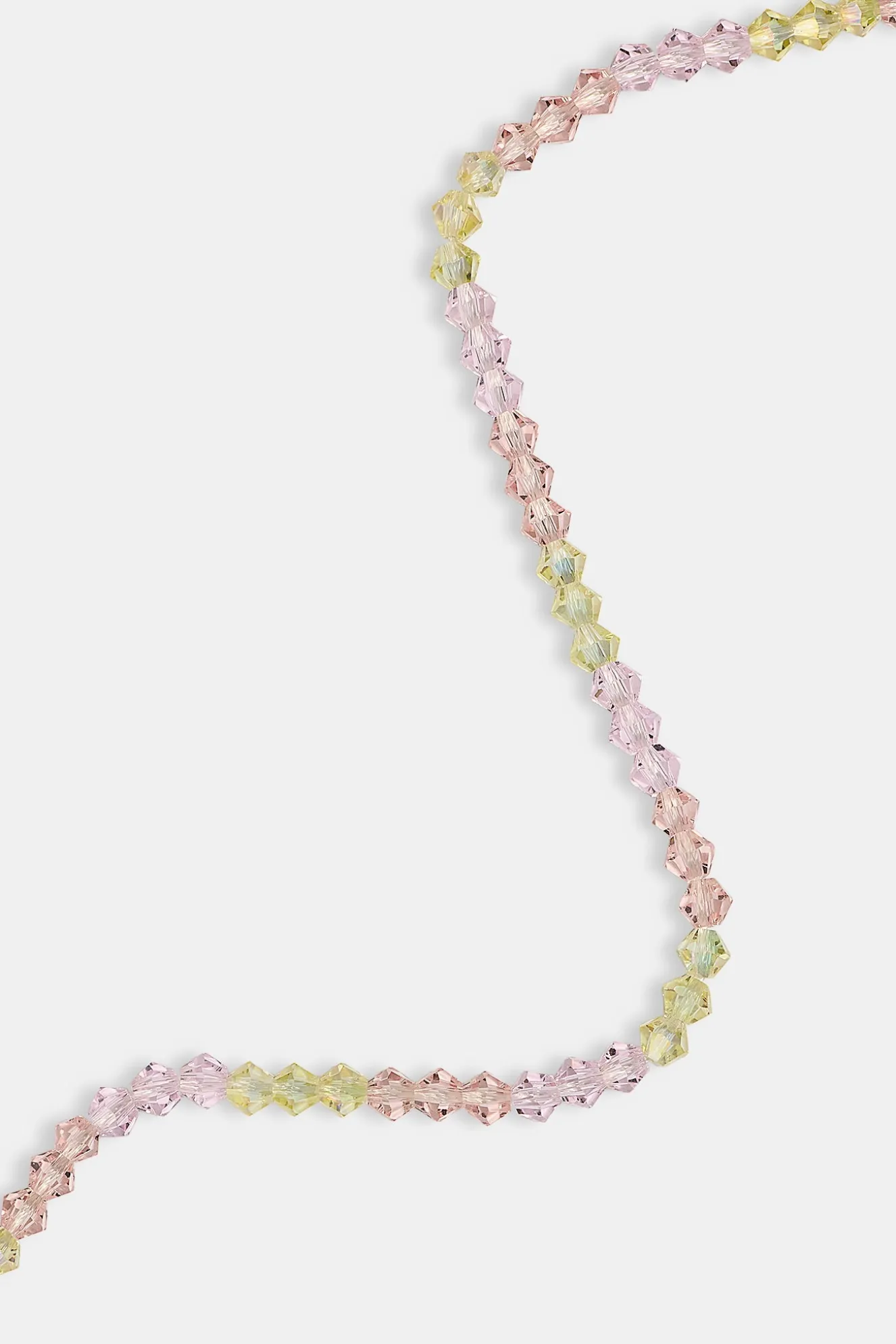 Pink & Lemon Glass Bead Necklace - 4mm - White