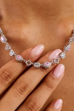 Pink Motif & Gemstone Chain - 6mm - White