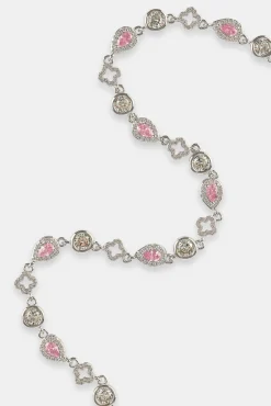 Pink Motif & Gemstone Chain - 6mm - White