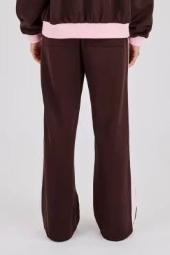 Pink Rib Contrast Track Pant - Chocolate