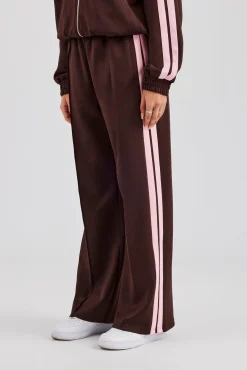 Pink Taping Wide Leg Track Pant - Chocolate