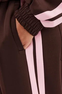Pink Taping Wide Leg Track Pant - Chocolate