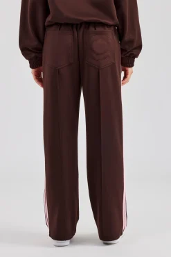 Pink Taping Wide Leg Track Pant - Chocolate