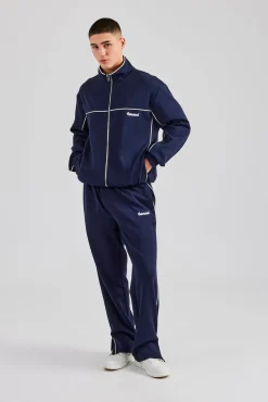 Piping Zip Through Jacket - Navy