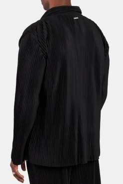 Pleated Collared Jacket - Black