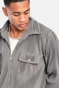 Pleated Utility Jacket - Dark Grey