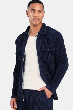 Pleated Utility Jacket - Navy