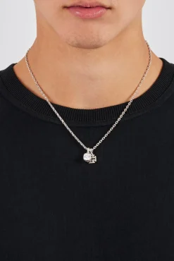 Polished Cross & Clear Gemstone Necklace - 10mm