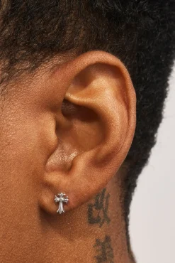 Polished Cross Earrings - 8mm - White