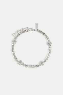 Polished Cross Miami Cuban Bracelet - 8mm