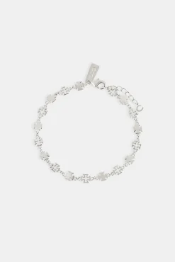 Polished Cross & Outline Connecting Bracelet - 6mm