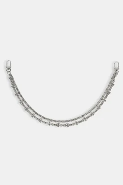 Polished Double Layer Cross Motif Jean Chain - 10mm - White